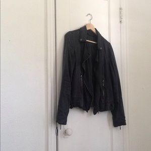 Soft gray denim MOTO JACKET